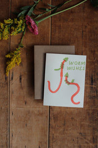 Worm Wishes Letterpress Christmas Holiday Card