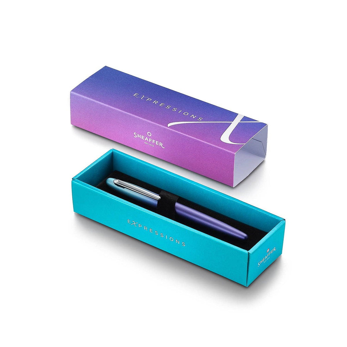 Sheaffer VFM 9430 Expressions Blue and Purple Pearlised Gradient Fountain Pen with Chrome-Plated Trims