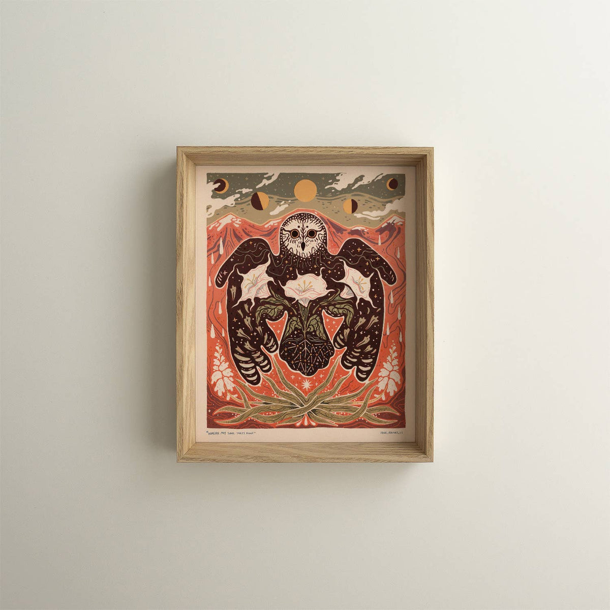 Moonflower Owl - 8x10 Nature Wilderness Art Print  