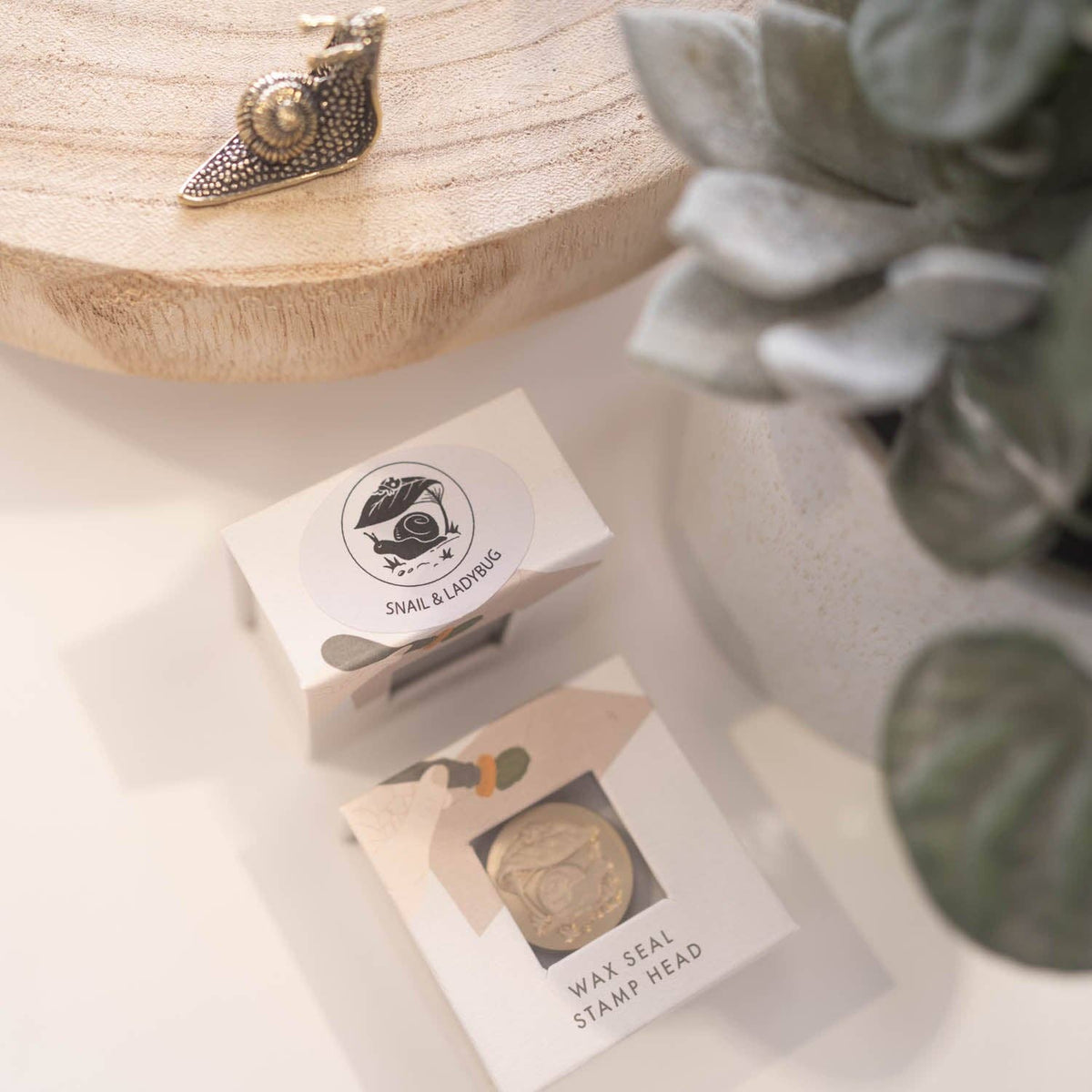 Snail & Ladybug wax seal stamp, wax seal kit or stamp head