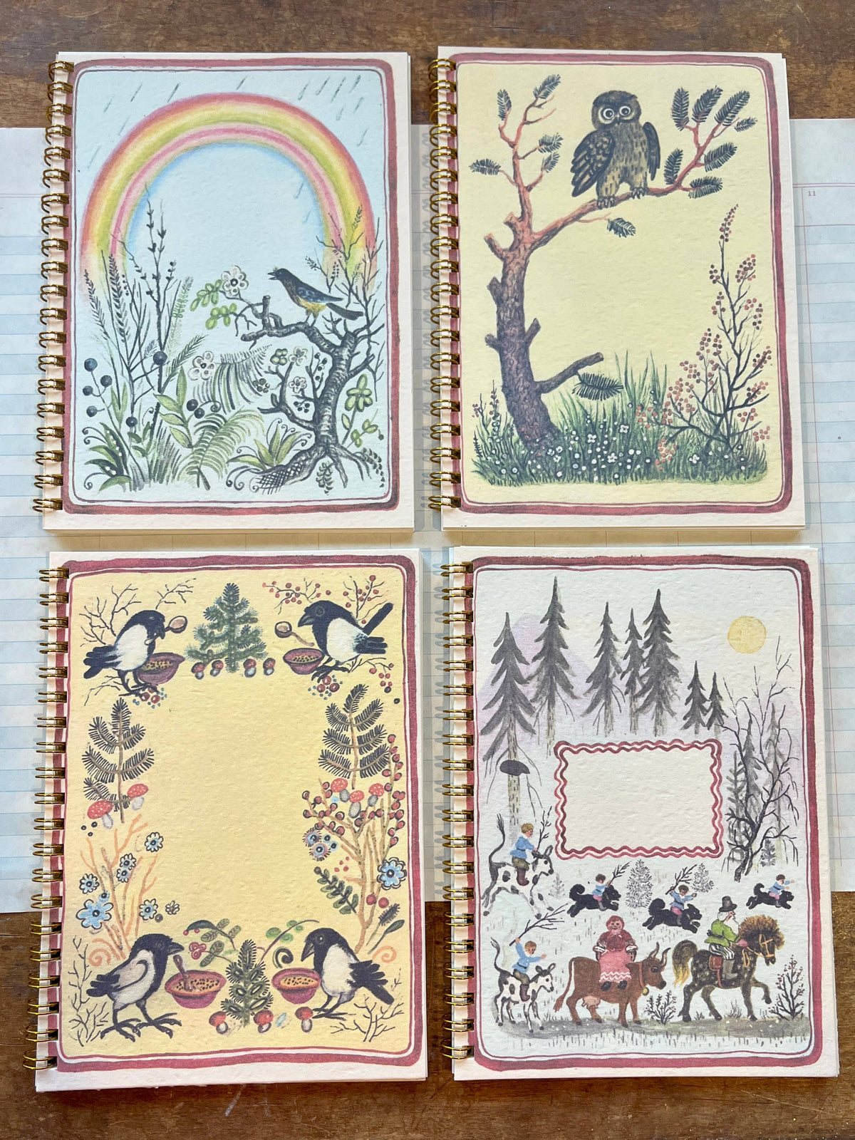 Folksy Forest Scene Notebooks