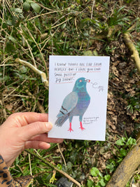 I know things are far from perfect pigeon greeting card