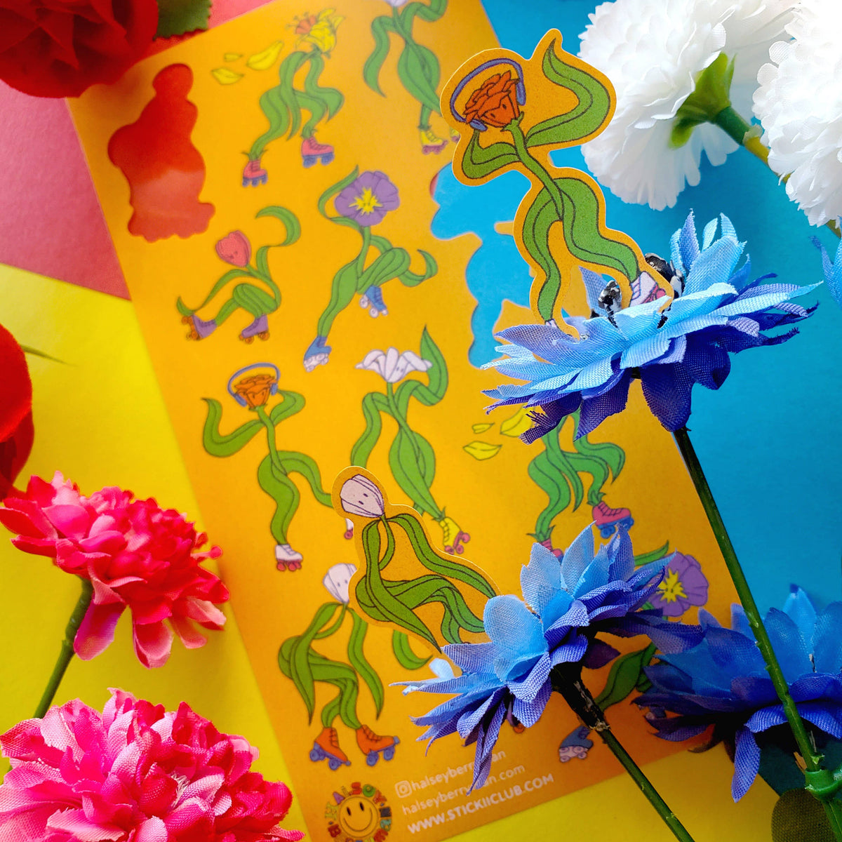 Rad Roller Flowers Sticker Sheet