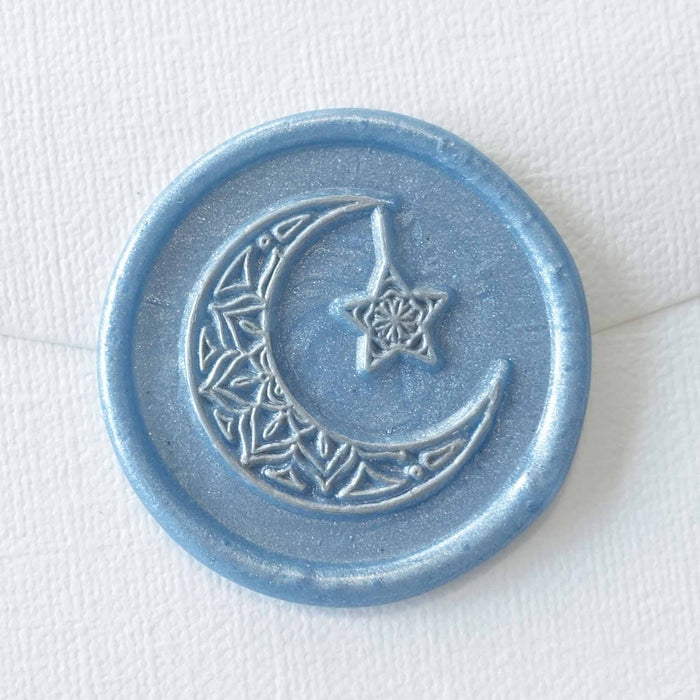 Celestial Moon & Star wax seal stamp, wax seal kit or head