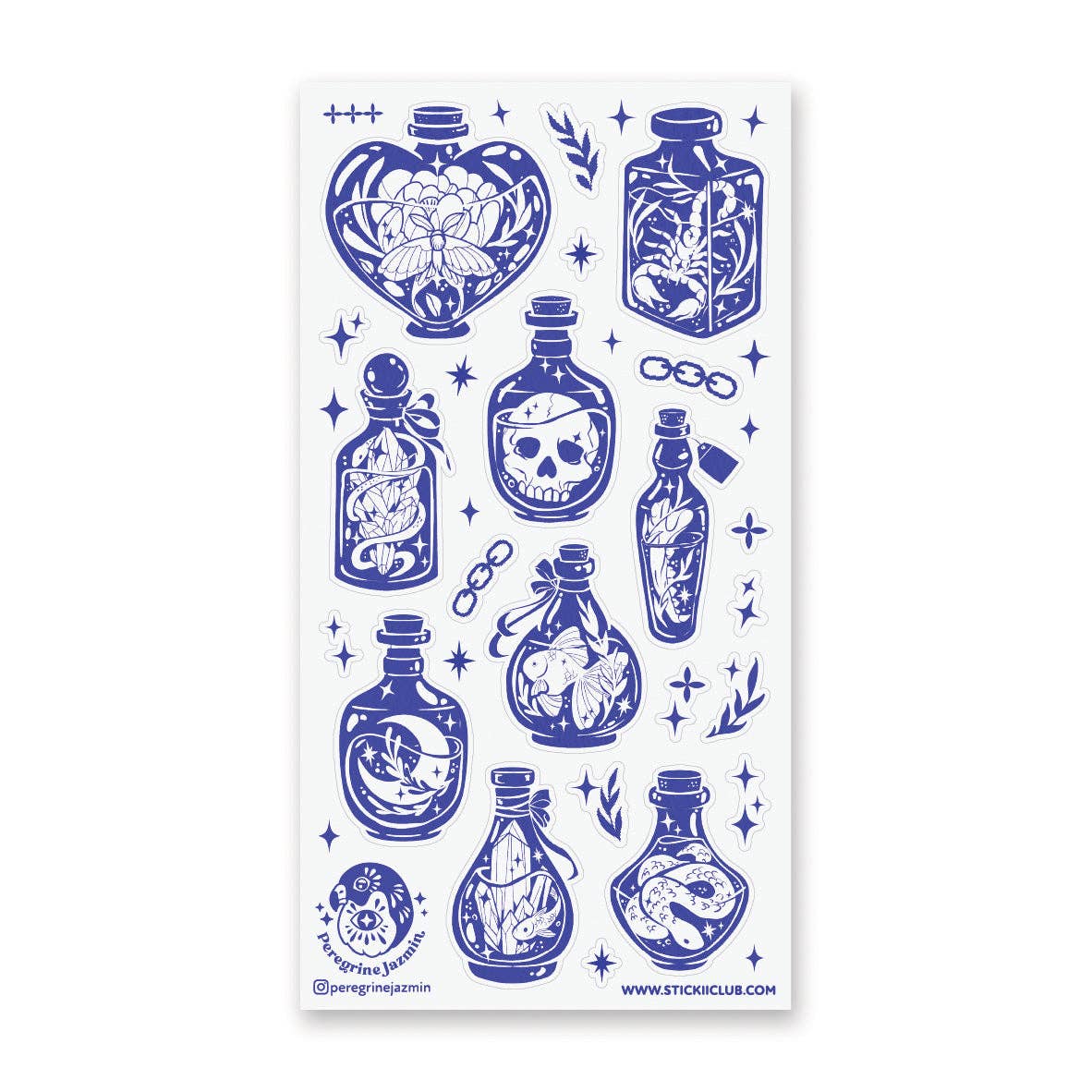 Dreamy Blue Bottles Sticker Sheet