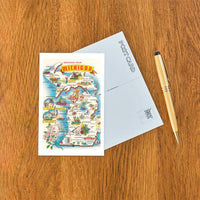 Postcard MI-637 Greetings from Michigan, Map