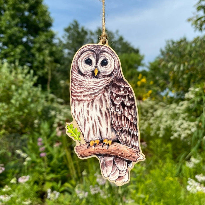 Barred Owl Wood Print Christmas Ornament