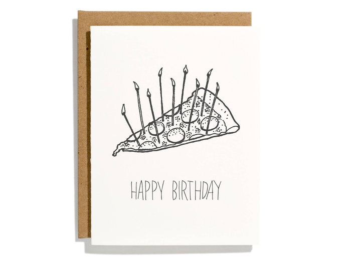 Pizza Birthday - Letterpress Greeting Card