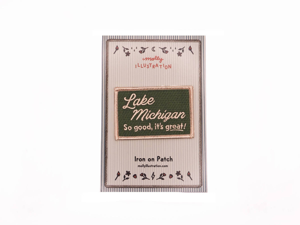 Lake Michigan Vintage Style Embroidered Iron On Patch