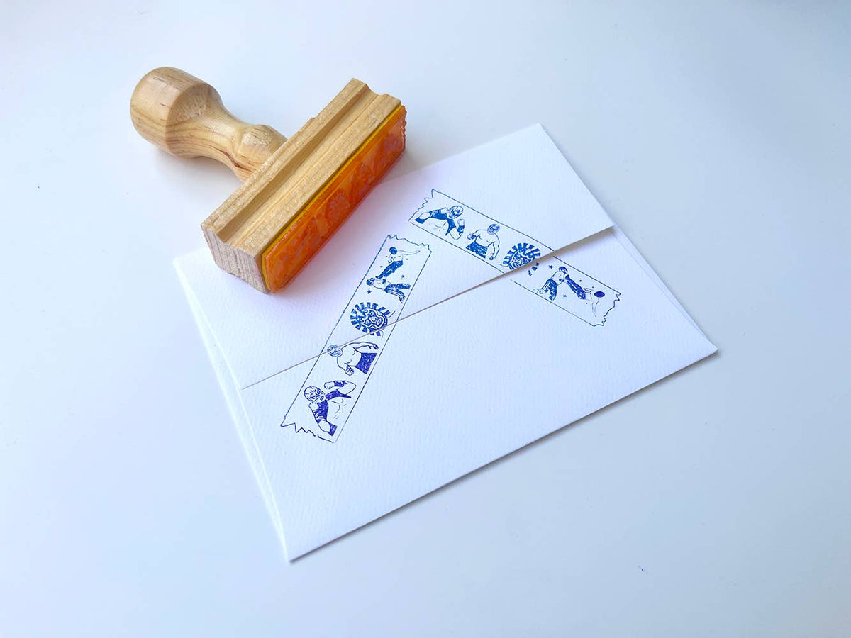 Luchador washi tape rubber stamp Mexican wrestler tape stamp