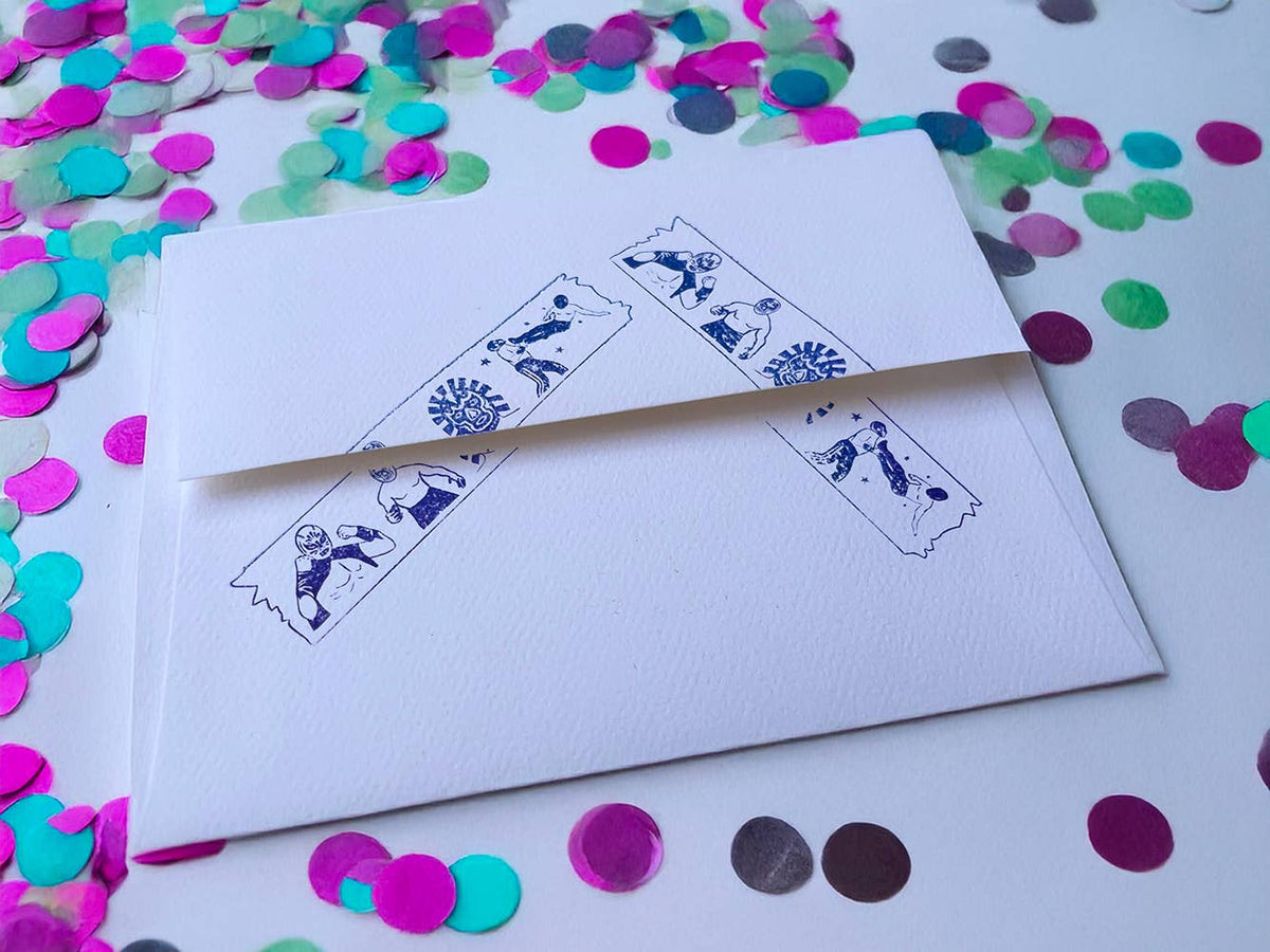 Luchador washi tape rubber stamp Mexican wrestler tape stamp