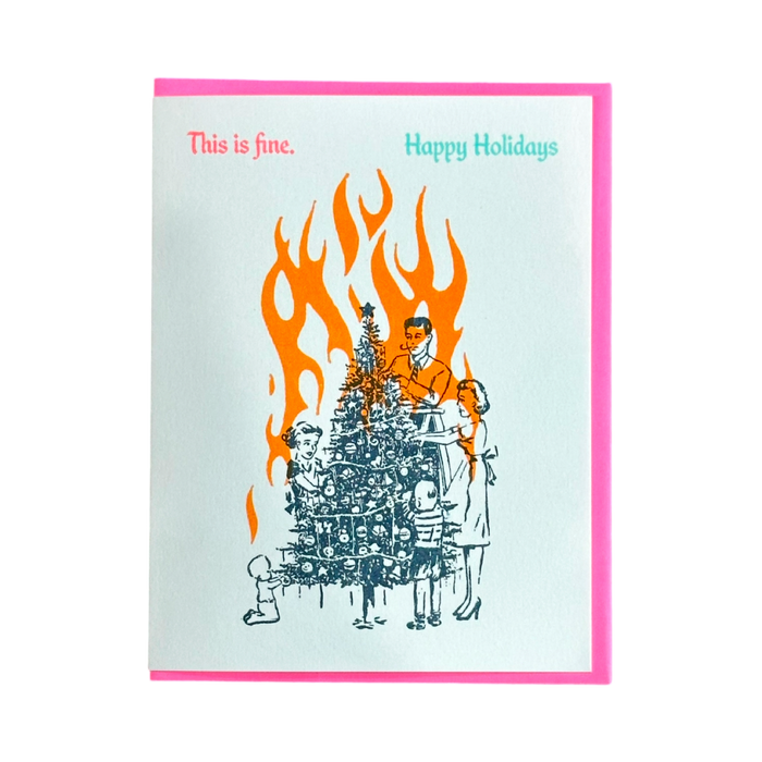 This is Fine Happy Holidays Christmas Card