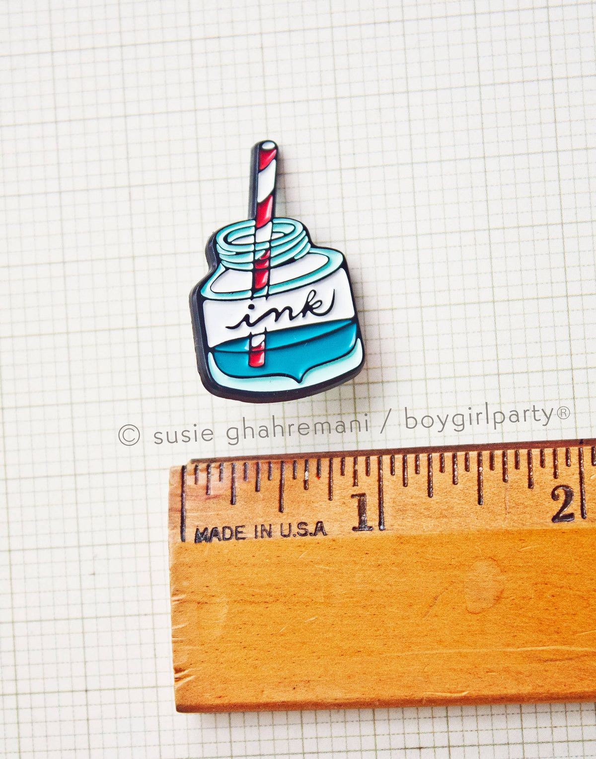 Fountain Pen Ink Bottle Enamel Pin — Calligraphy Gift