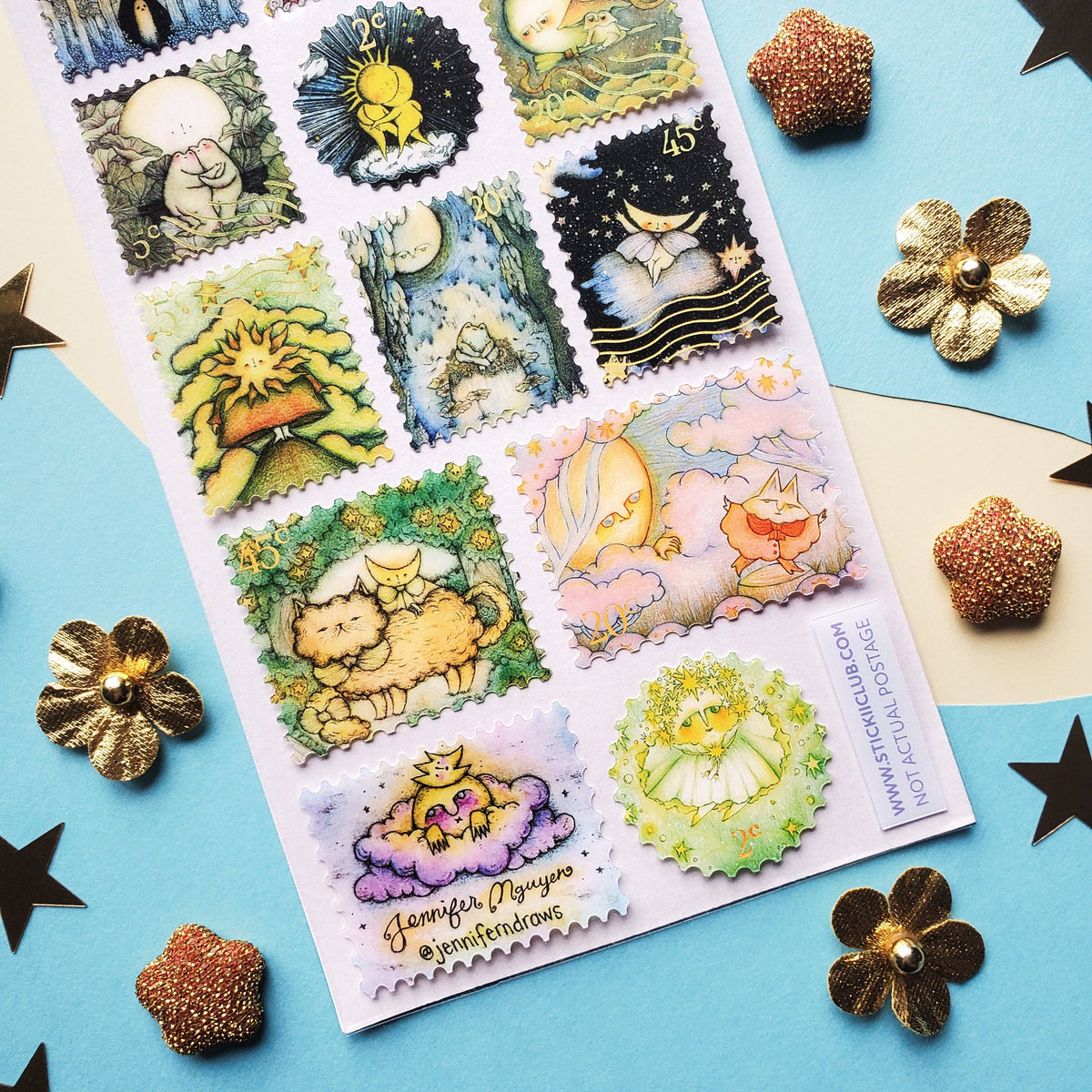 Sun & Moon Stamps Sticker Sheet