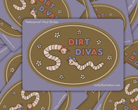 Dirt Divas Worm Waterproof Vinyl Sticker