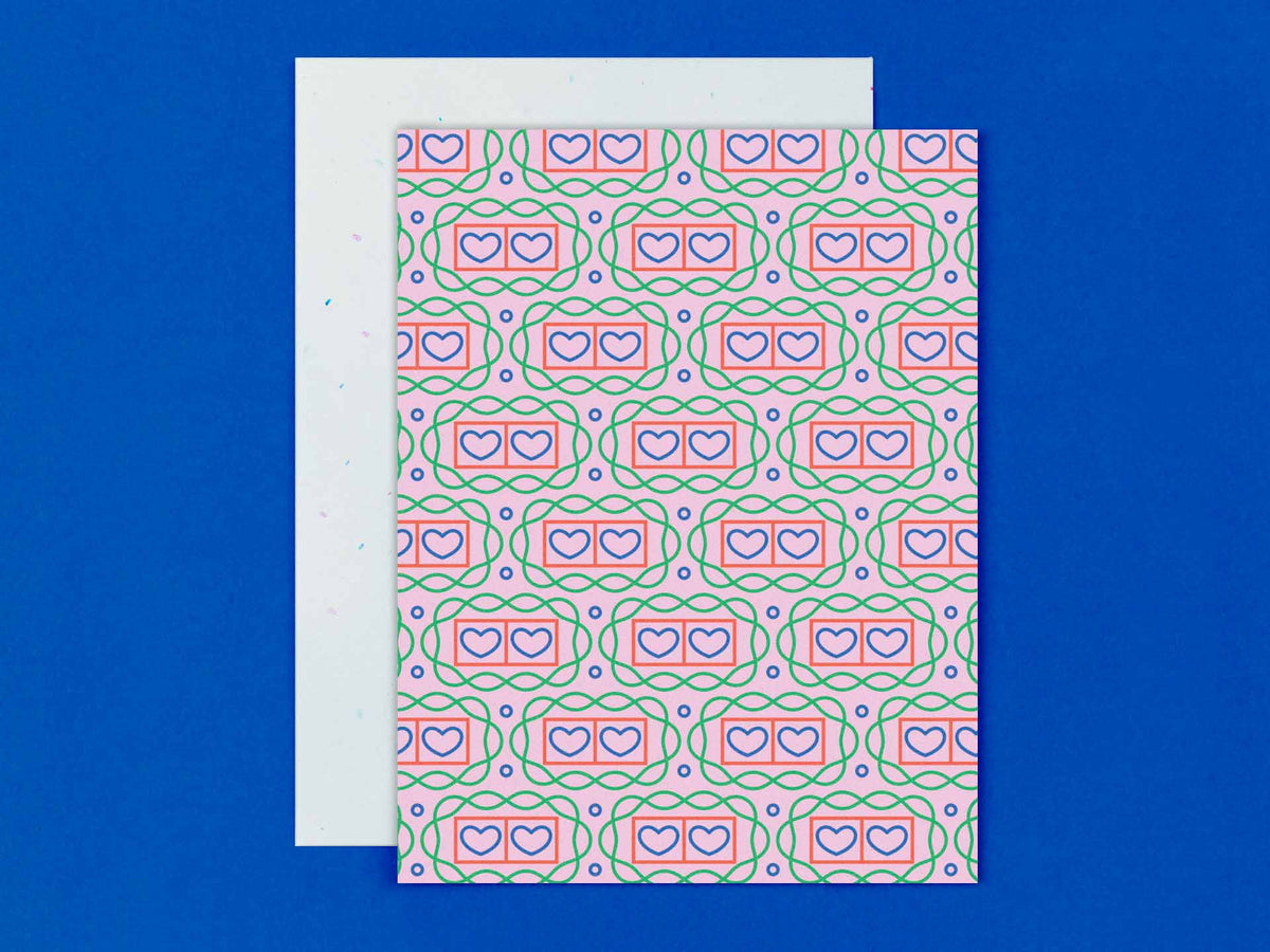 Double Heart Double Throb Pattern Blank Pattern Card