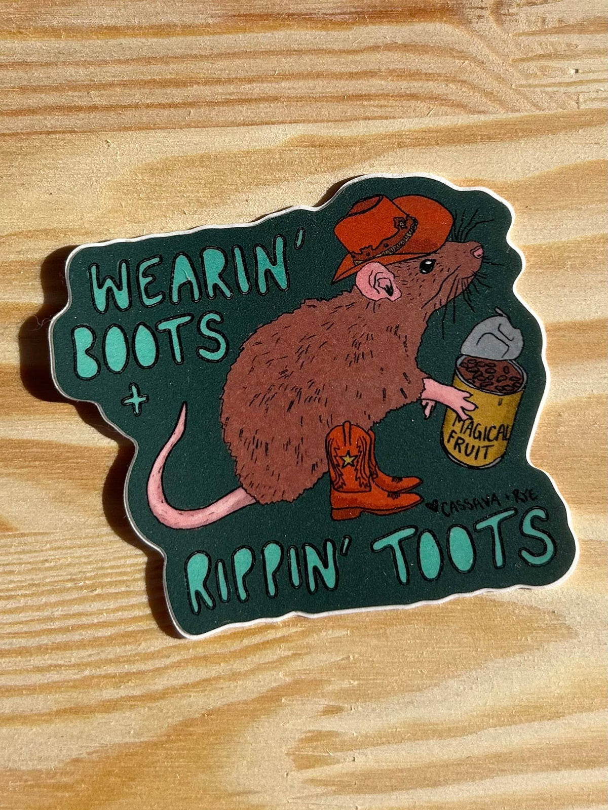 Wearin’ Boots and Rippin’ Toots Rat Cowboy Sticker