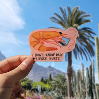 My Back Hurts Prawn Shrimp - Vinyl Sticker