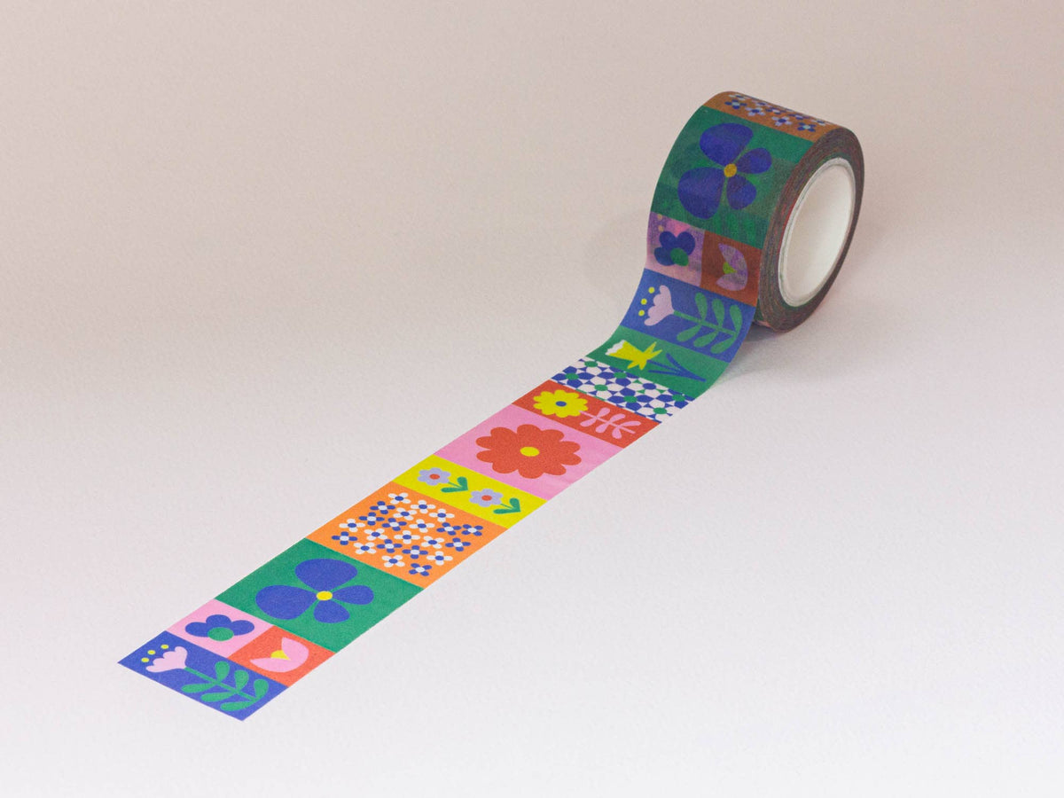 Flowerblock 25mm • Colorblock Flowers Wide Washi Tape