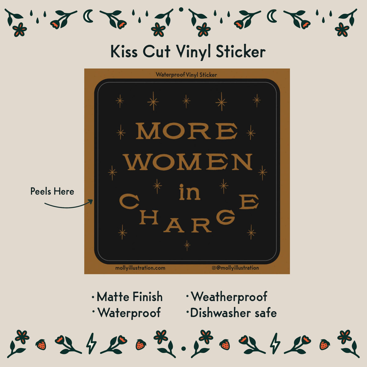More Women In Charge Waterproof Vinyl Sticker