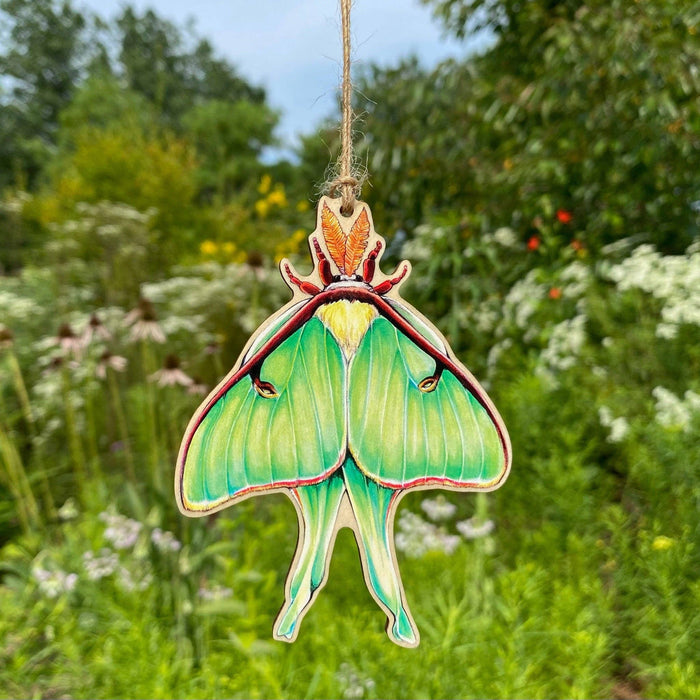 Luna Moth Wood Print Christmas Ornament