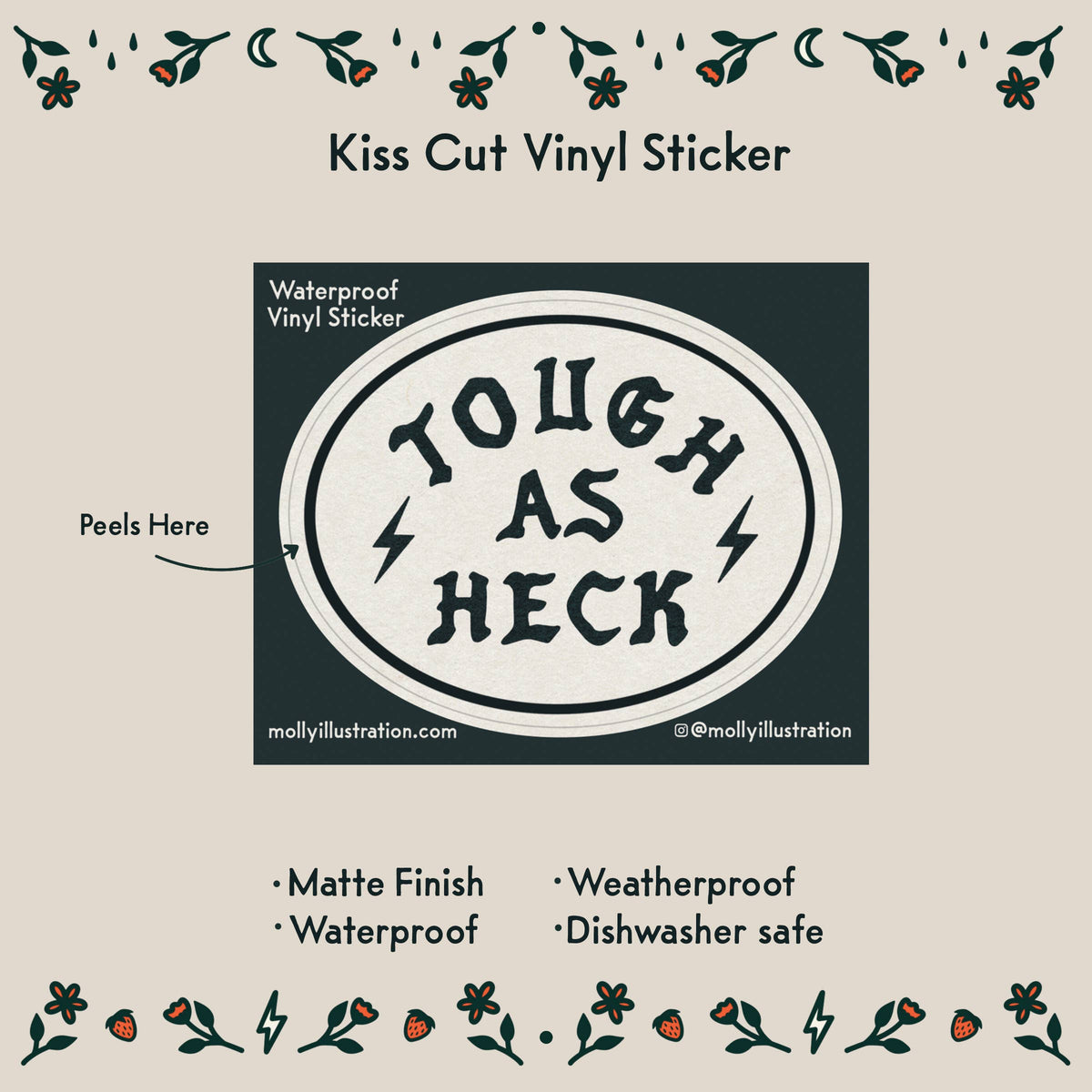 Tough As Heck Waterproof Vinyl Sticker