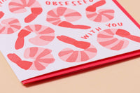 Shrimply Obsessed With You Letterpress Love Card - Made in USA - Foodie, Snacks, Charcuterie, Shrimp Cocktail