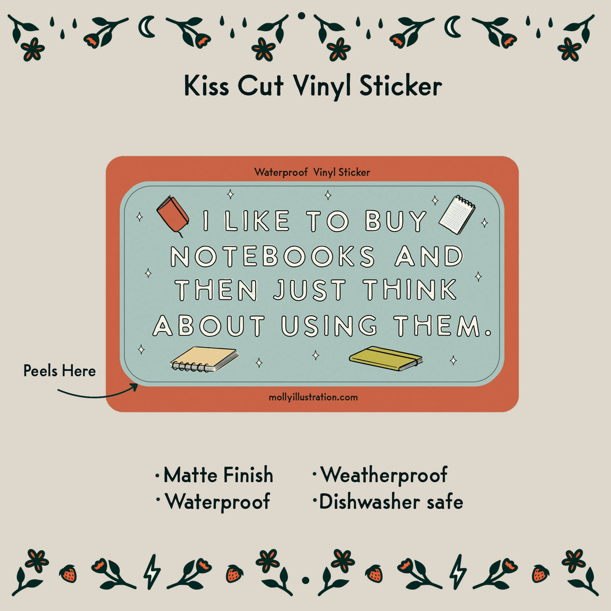 I Like to Buy Notebooks Waterproof Vinyl Sticker