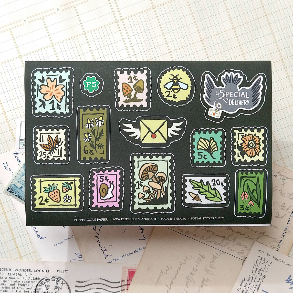 Postage Stamp Sticker Sheet