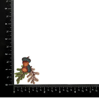 Two Acorns - Brown and Green Fall Leaves - Iron on Patch