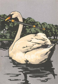 Postcard LT-370 Swan with Fountain Pen