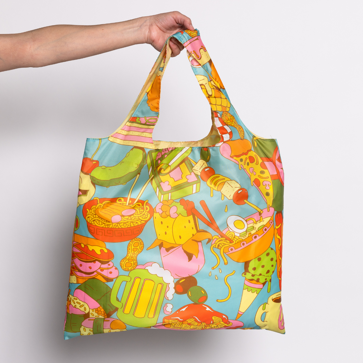 ★TOUT Y EST★ OIOI X NOTIDE DONUT ARTWORK ECO BAGMUSTARD OI Gourmand Art Sack® by Clay Hickson - Reusable Foodie Tote