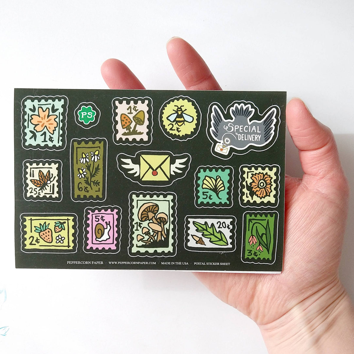 Postage Stamp Sticker Sheet
