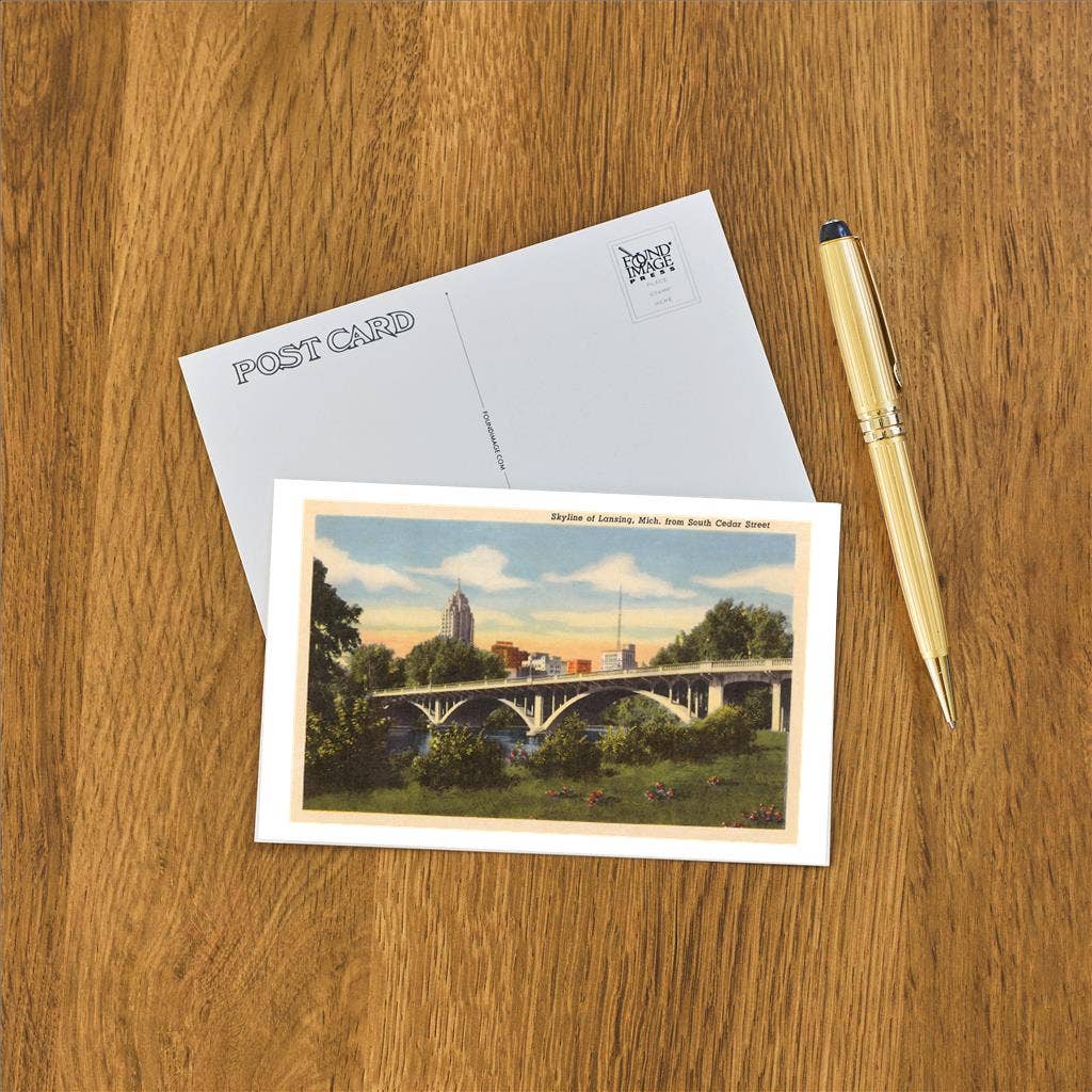 Postcard MI-424 Skyline, Lansing