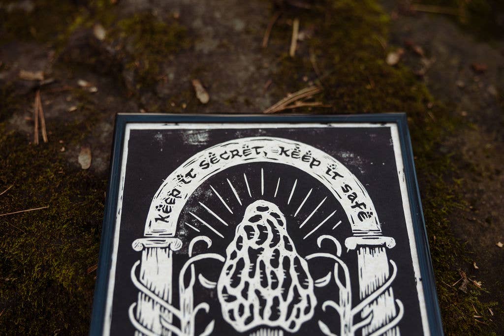 Morel Linocut Print - Keep it Secret