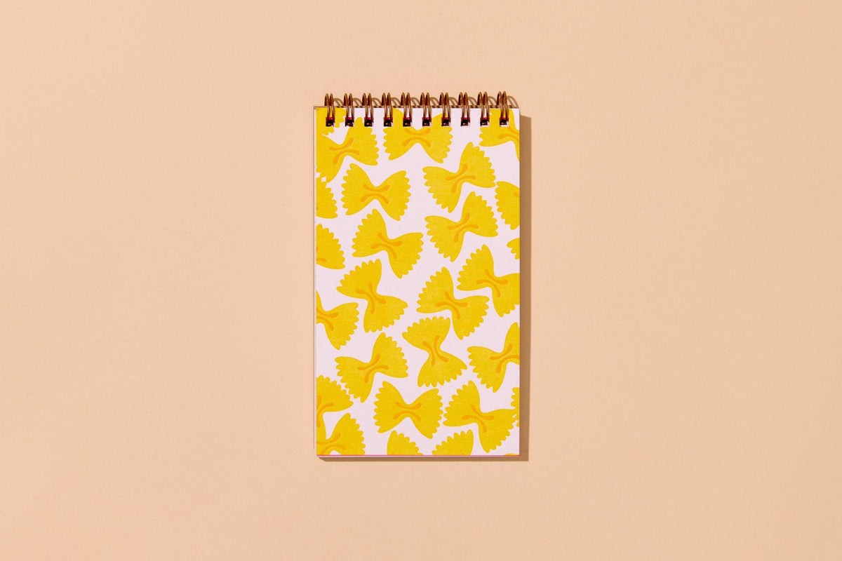 Farfalle Bowtie Pasta Foodie Letterpress Spiral Pocket Size Notebook Fathers Day Gift Mothers Day