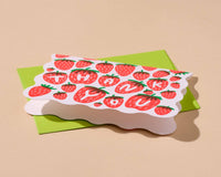 Strawberry Letterpress Scalloped Thank You Card Set (10) - Made in USA - Berry, Fruit, Garden  - Stocking stuffer, Holiday, Gift Guide