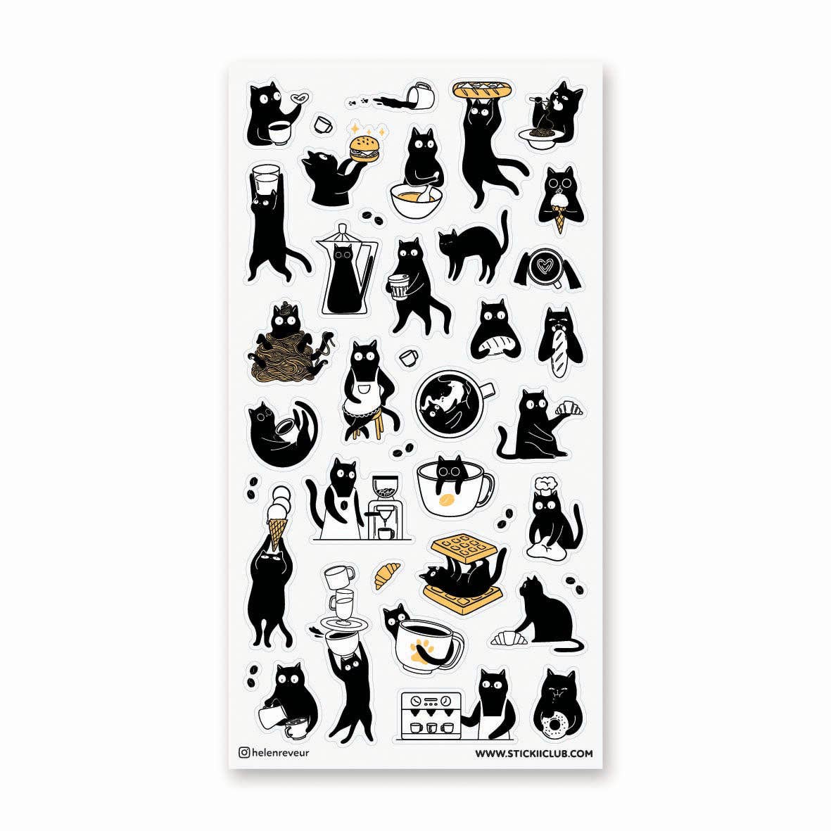 Black Cat Café Sticker Sheet