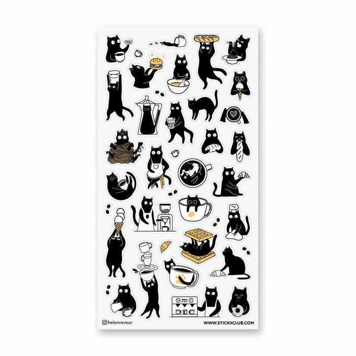 Black Cat Café Sticker Sheet