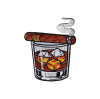 Whiskey and Cigar Embroidered Iron on Patch