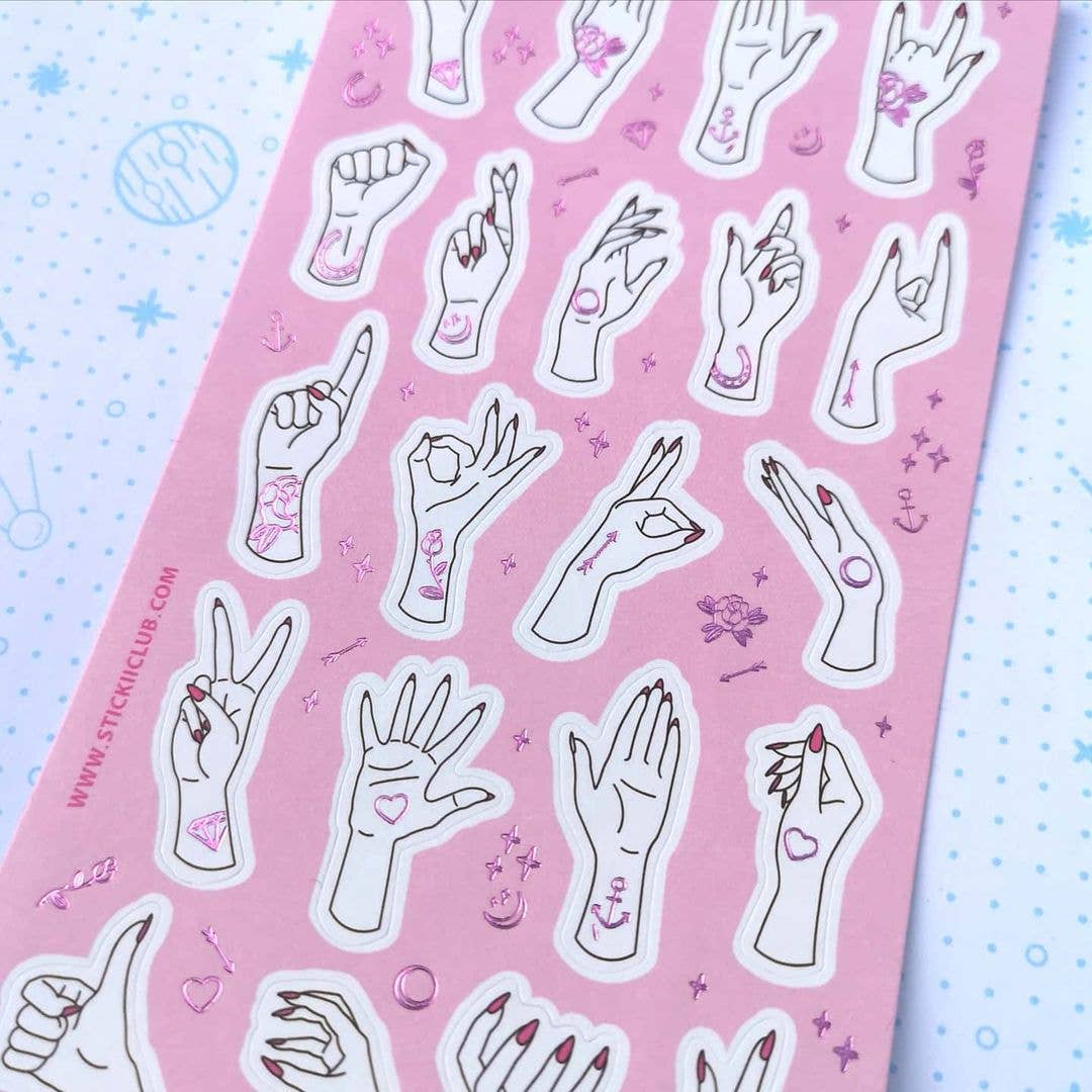 Tattoo Hands Sticker Sheet