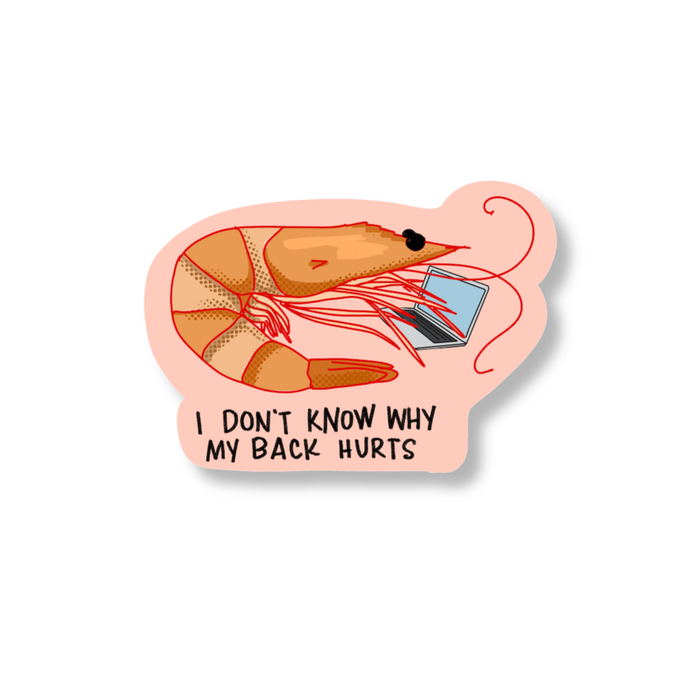 My Back Hurts Prawn Shrimp - Vinyl Sticker