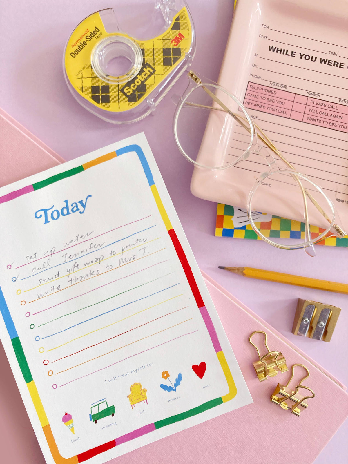 Today Rainbow To-Do - Illustrated 5x7 Notepad