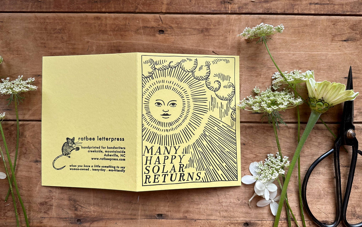 Birthday Solar Return Letterpress Sunshine Card