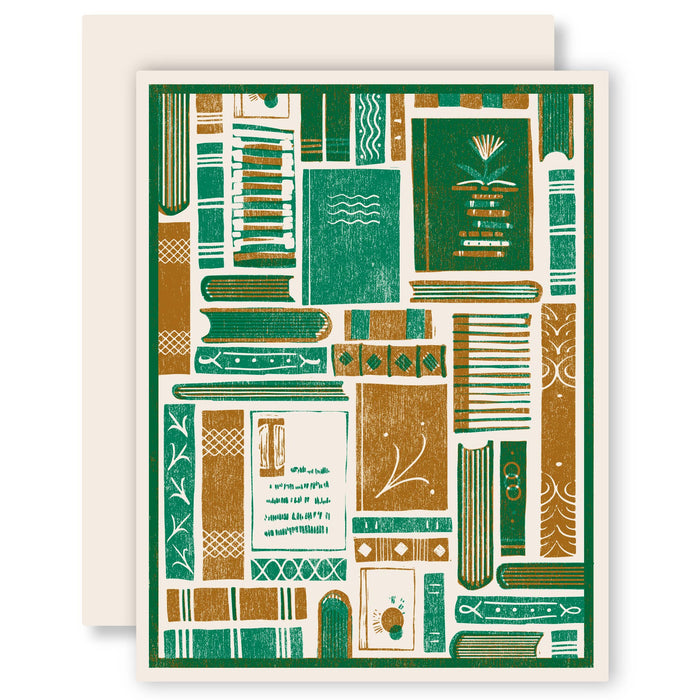 Spines and Covers (Green) Letterpress Card