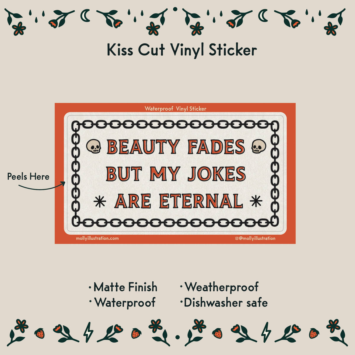 Beauty Fades Jokes Waterproof Vinyl Sticker