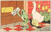Postcard HB-204 Happy Birthday, Frog, Duck and Snail