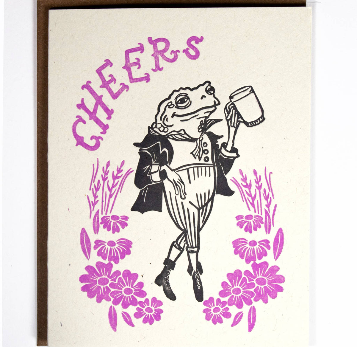Cheers Frog! Letterpress greeting card