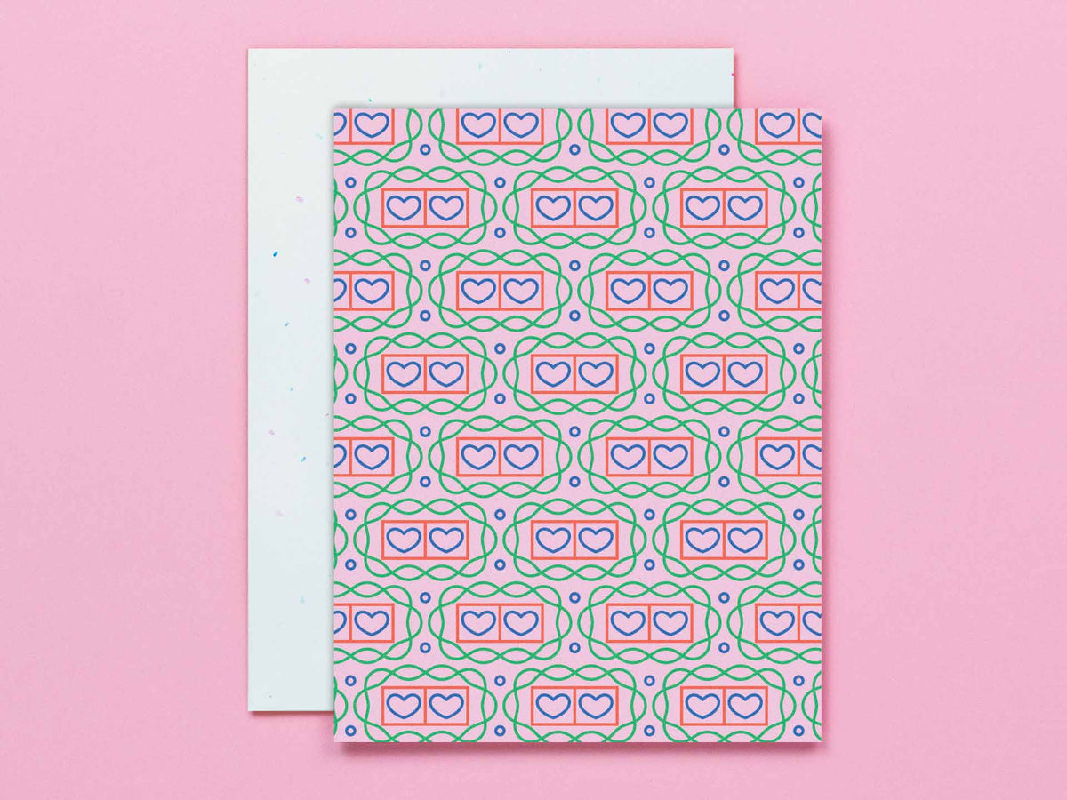 Double Heart Double Throb Pattern Blank Pattern Card