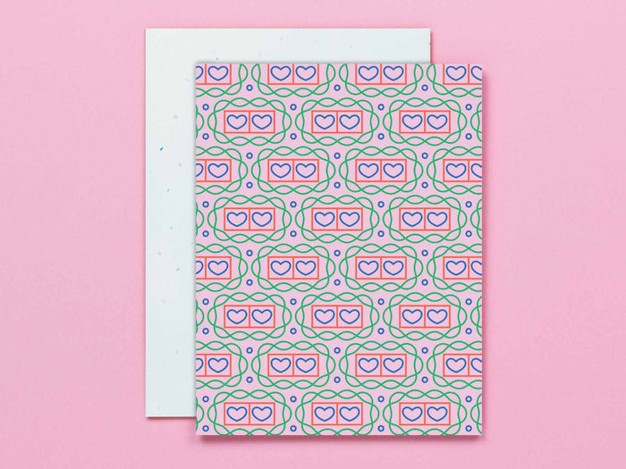 Double Heart Double Throb Pattern Blank Pattern Card